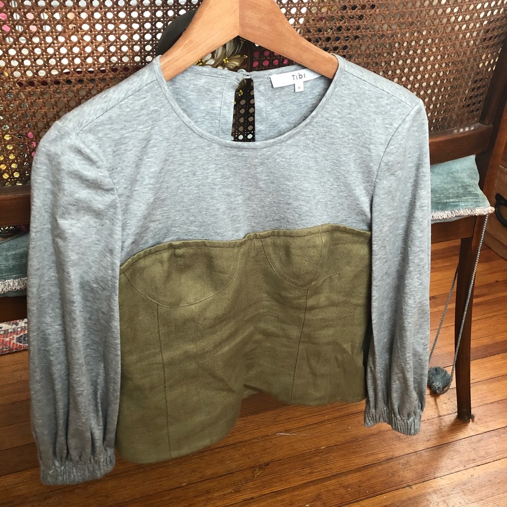 TIBI BUSTIER  LINEN JERSEY